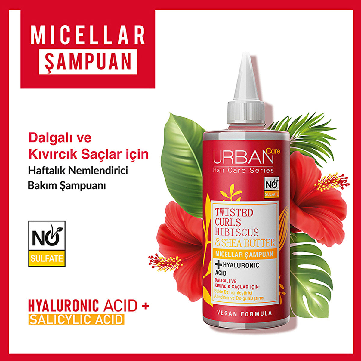 Hibiscus & Shea Micellar Shampoo with Hyaluronic Acid 340ml | Urban Care