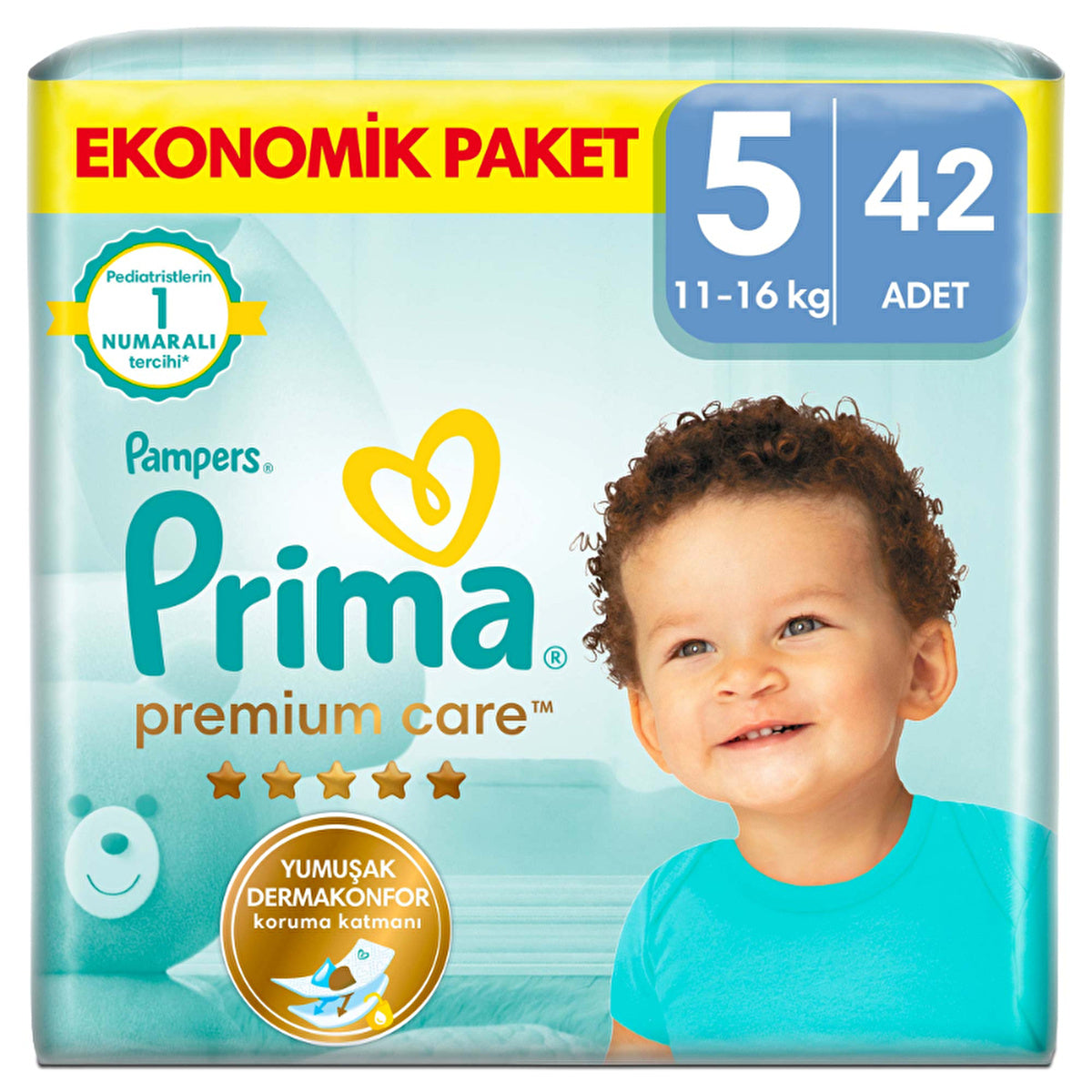 Prima Pampers Premium Care Diapers Size 5 - 42 Count | Family Pack - Image #1