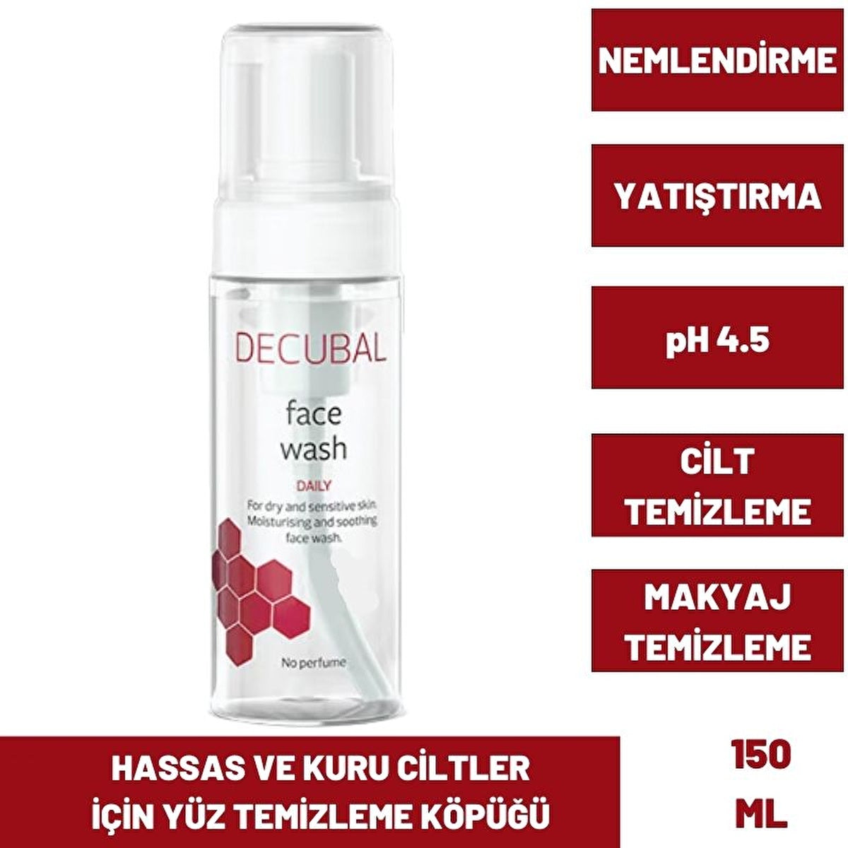 Decubal Face Wash for Sensitive and Dry Skin 150ml - Gentle Foam Cleanser | Moisturizing