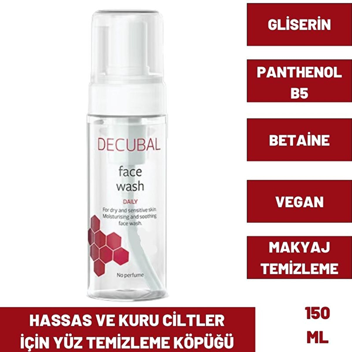 Decubal Face Wash for Sensitive and Dry Skin 150ml - Gentle Foam Cleanser | Moisturizing