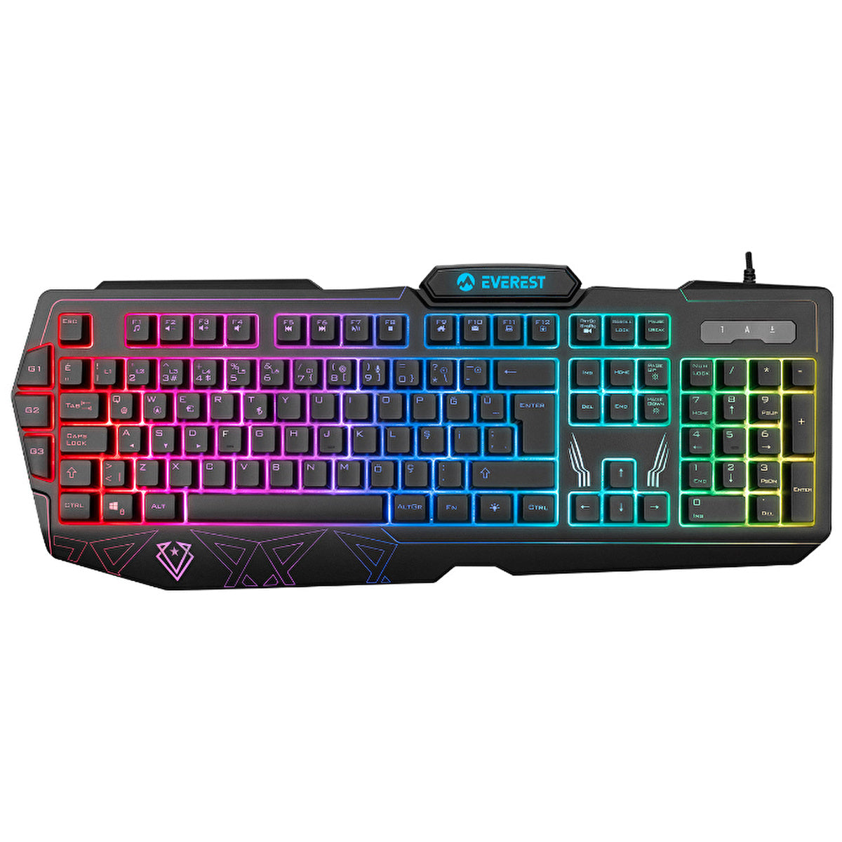 Everest USB RGB Gaming Keyboard KB-GX61 - 3 Macro Keys | Ergonomic Wrist Support