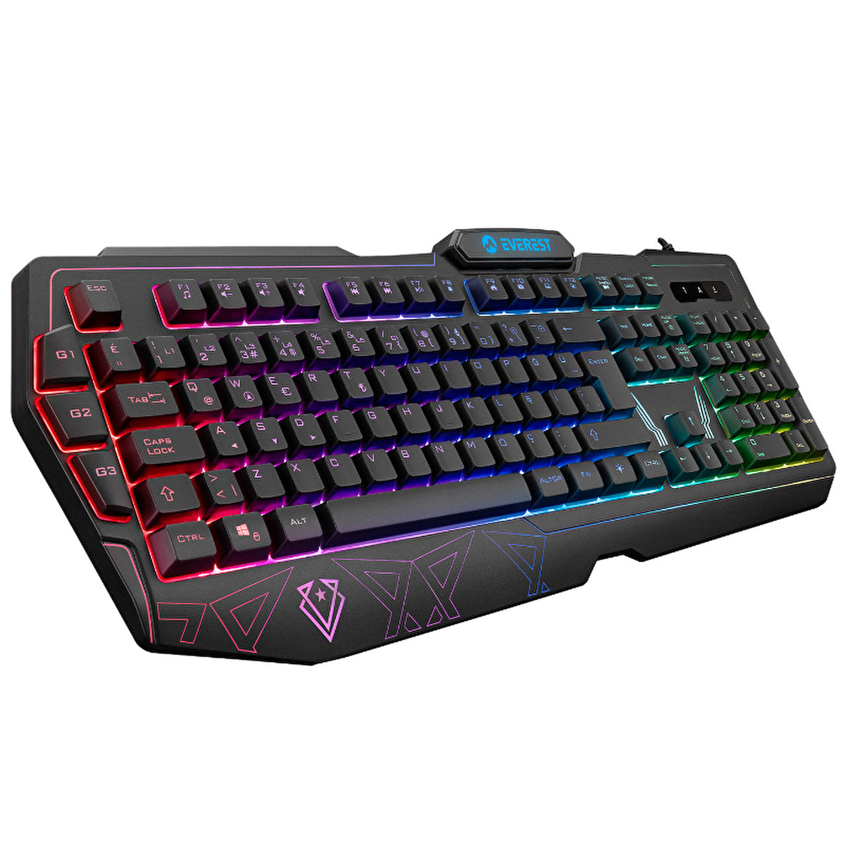 Everest USB RGB Gaming Keyboard KB-GX61 - 3 Macro Keys | Ergonomic Wrist Support