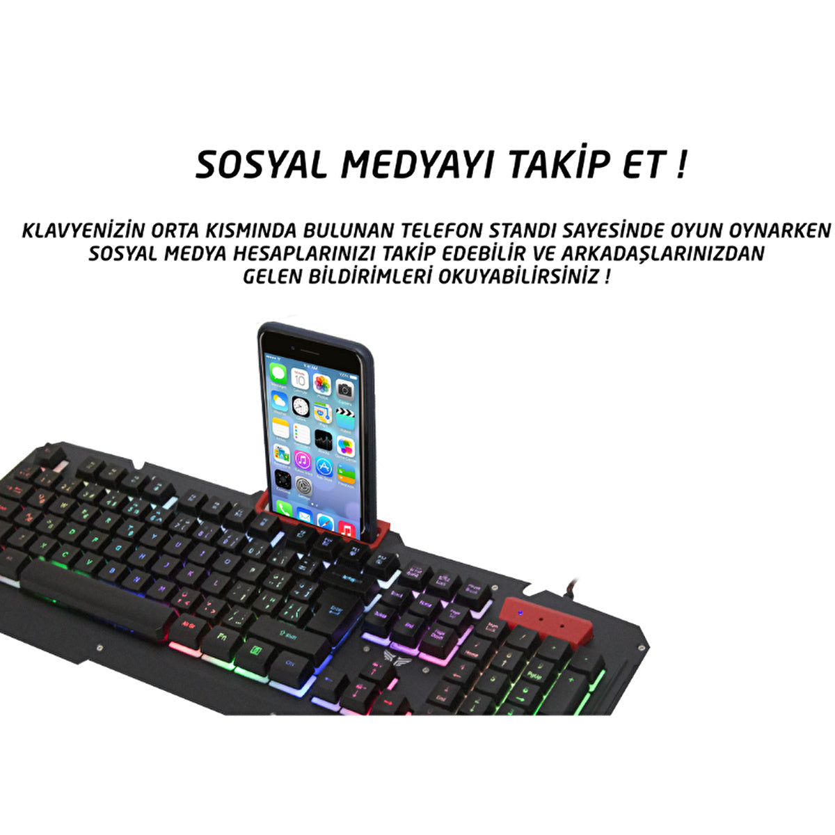 Everest USB Rainbow Backlit Gaming Keyboard KB-R800 - Metal Surface