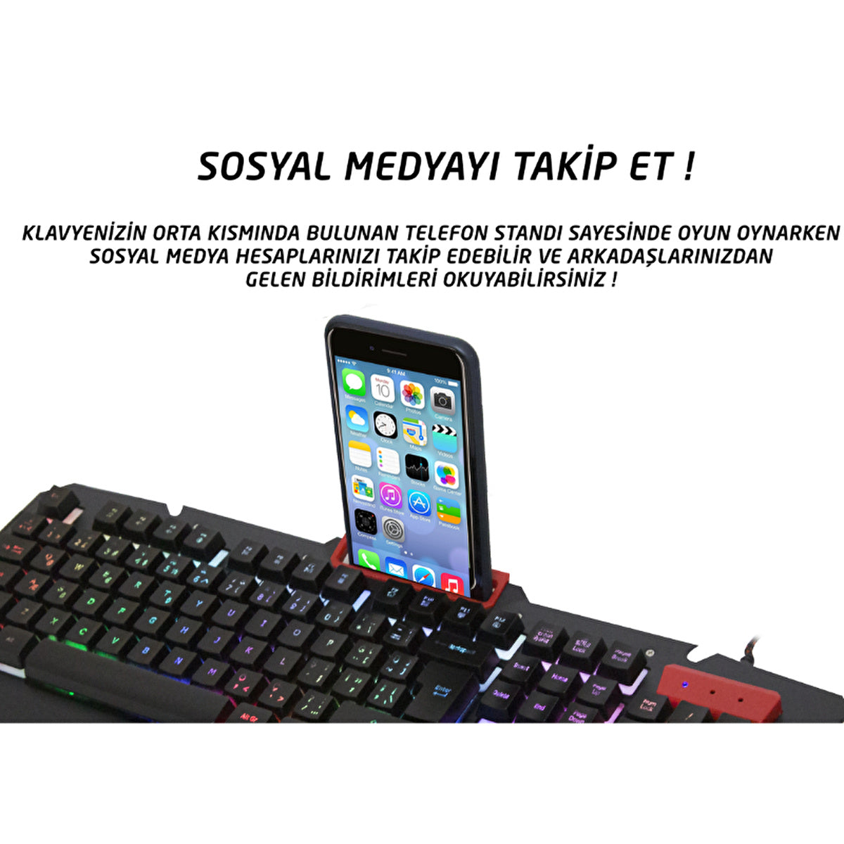 Everest USB Rainbow Backlit Gaming Keyboard KB-R800 - Metal Surface