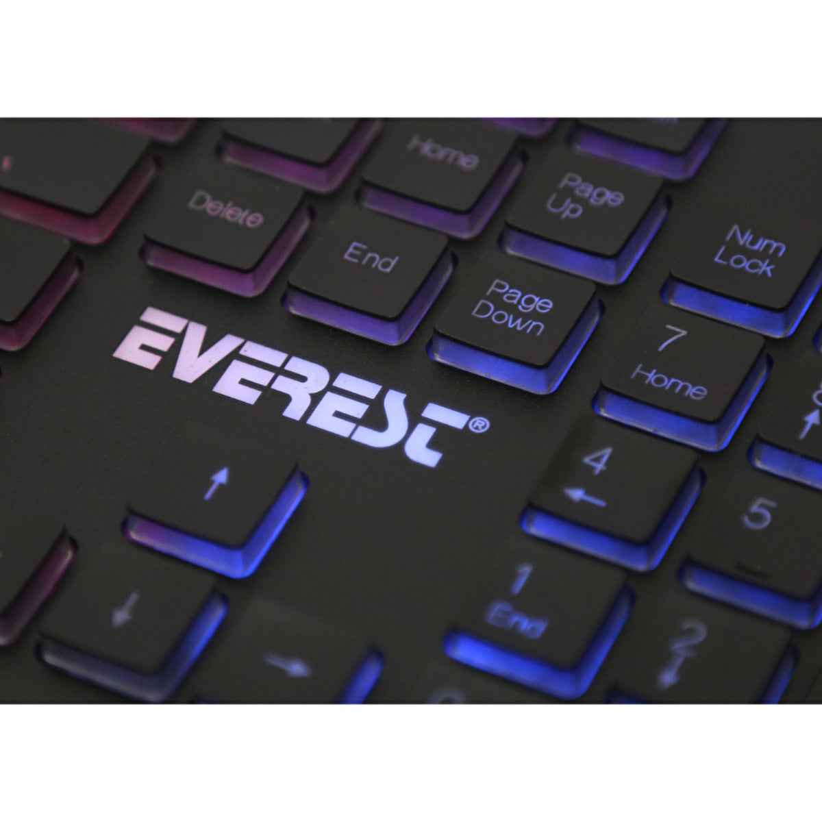 Everest USB Rainbow Backlit Gaming Keyboard KB-R800 - Metal Surface