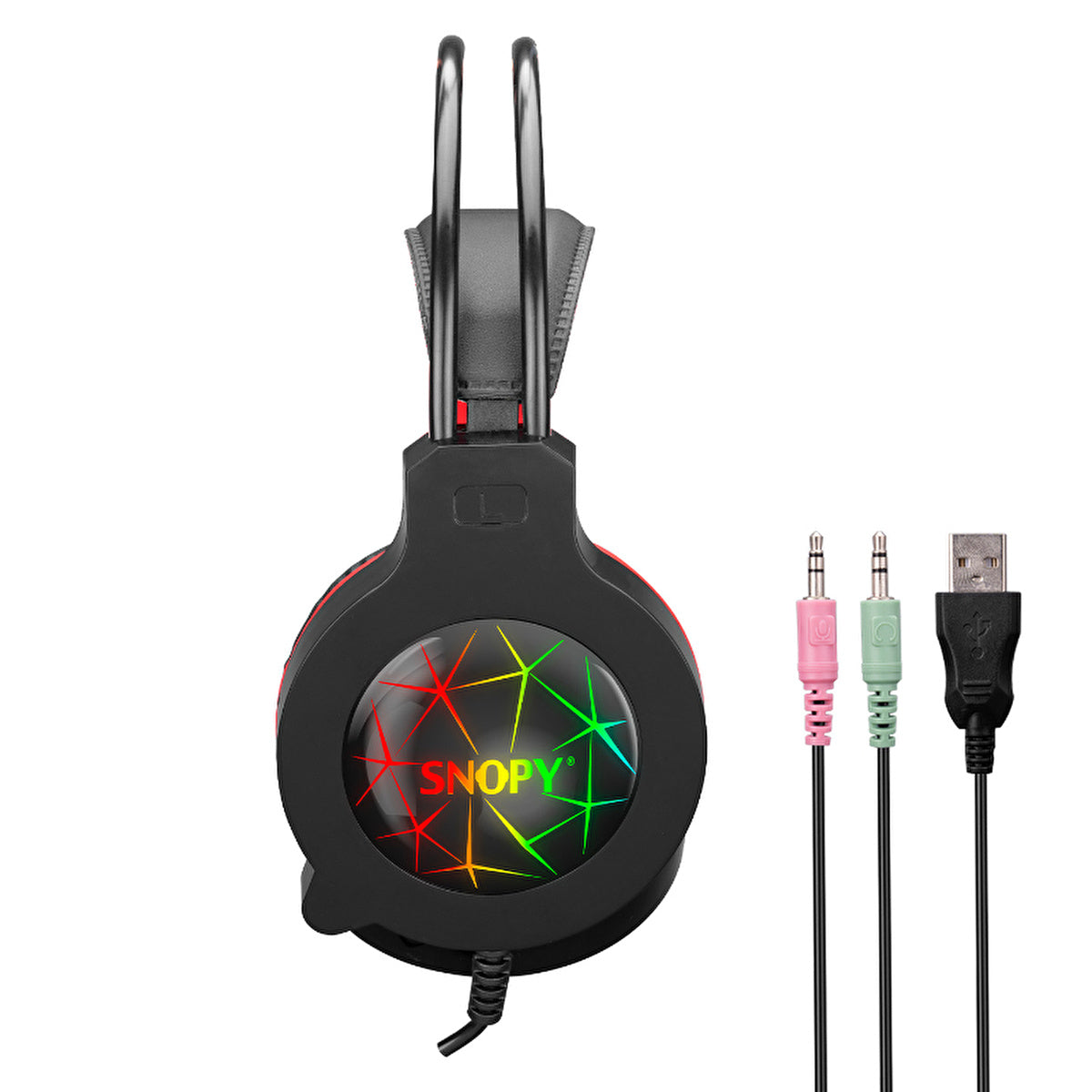 Snopy Black LED Gaming Headset SN-GX7 CRAZY - USB Microphone