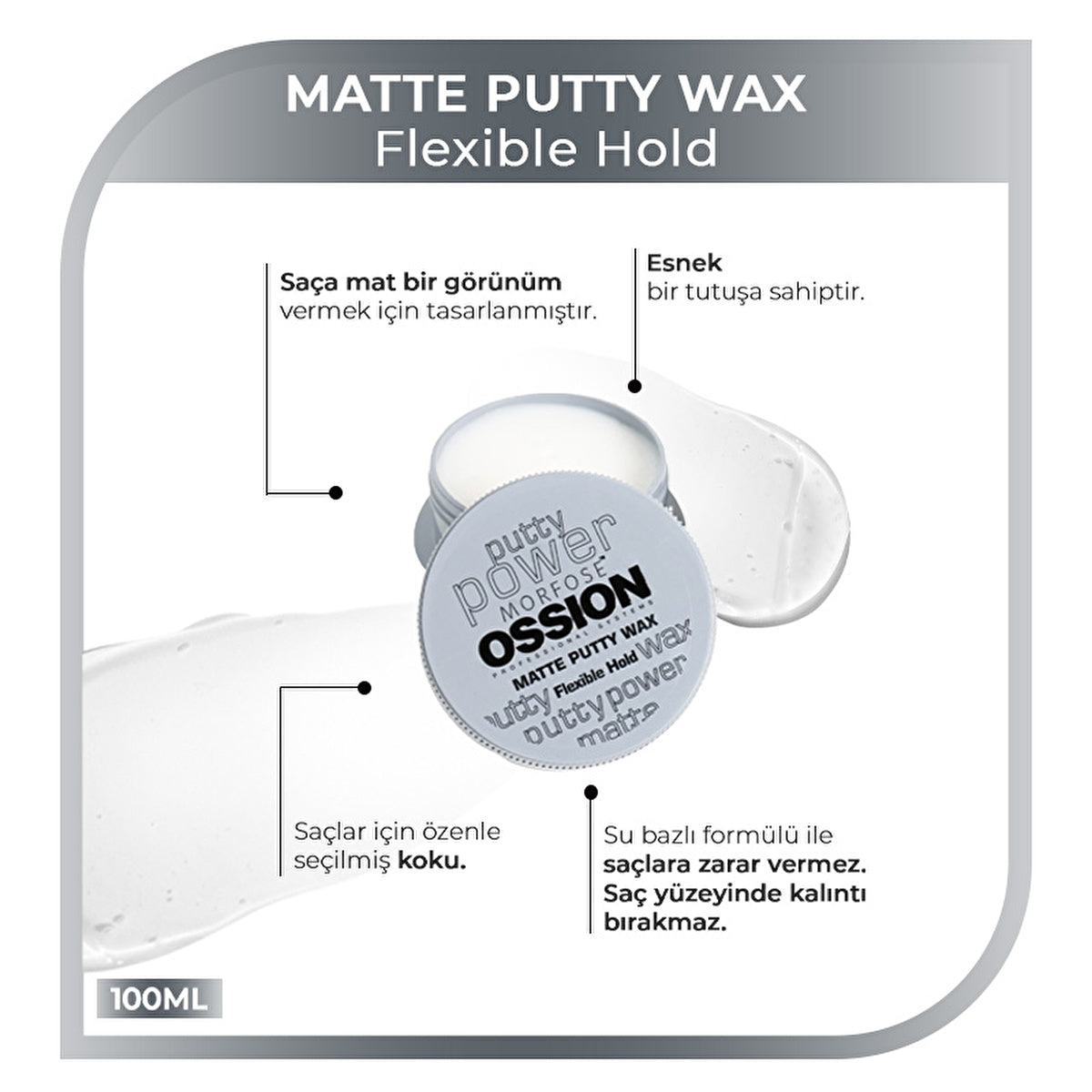 Morfose Ossion Matte Putty Wax 3.4oz - Flexible Hold | Hair Styling