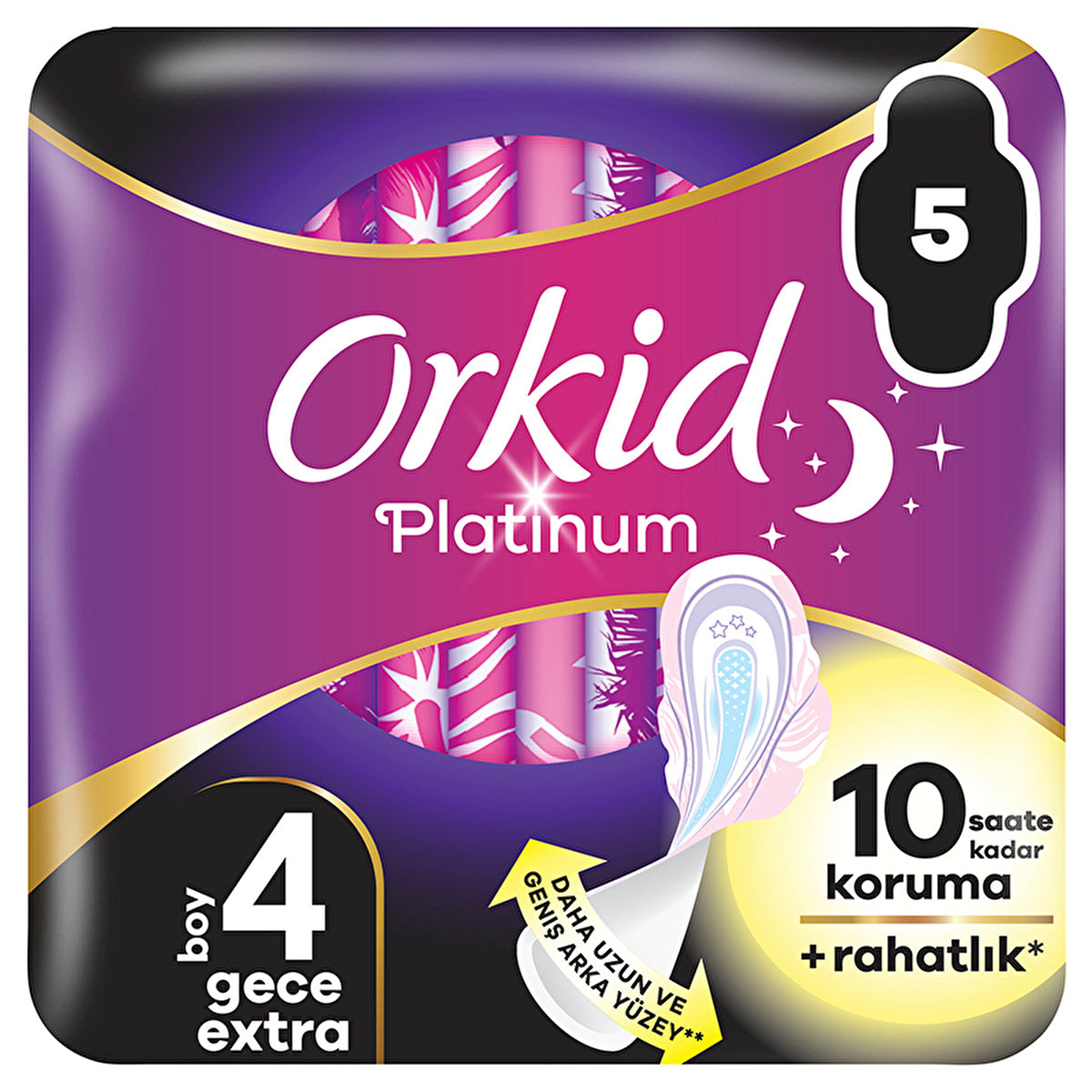 Orkid Platinum Extra Night Pads Size 4 - 5 Count | Comfort & Protection