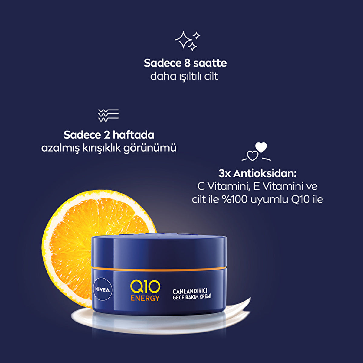 Nivea Q10 Energy Vitamin C Night Cream 50ml - Rejuvenating | Skincare - Image 