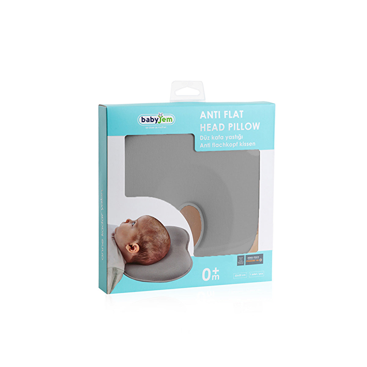 Babyjem Flat Head Pillow Grey - Ideal Support for Infants | Safe Material