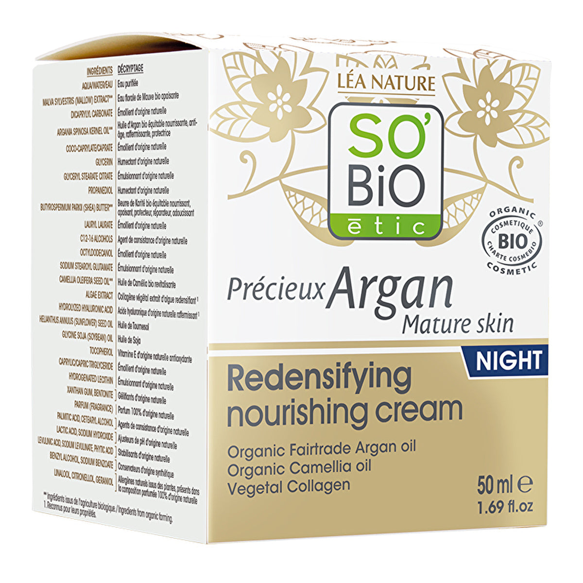 SO’BiO Argan Intensive Moisturizing Night Cream 1.7oz | Natural Formula - Image #1