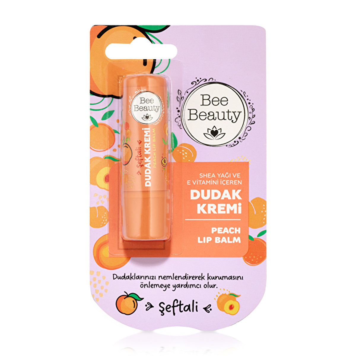 Bee Beauty Peach Lip Balm - Shea Butter & Vitamin E | Hydrating Care