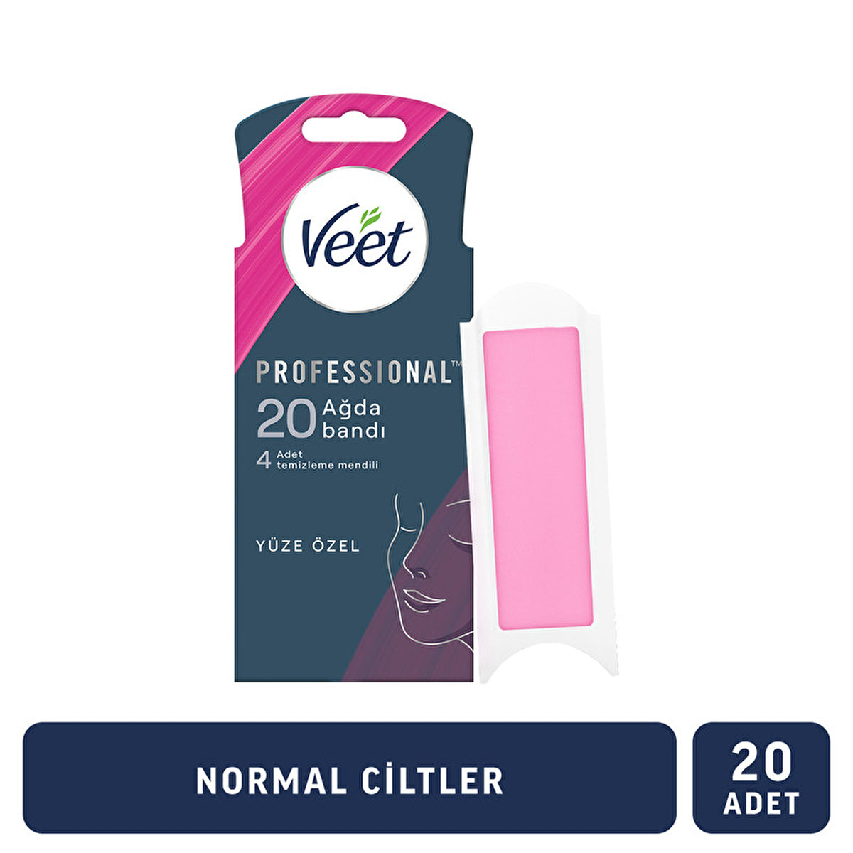 Veet Facial Wax Strips Normal Skin - 20 Count | Sensitive Areas - Image 