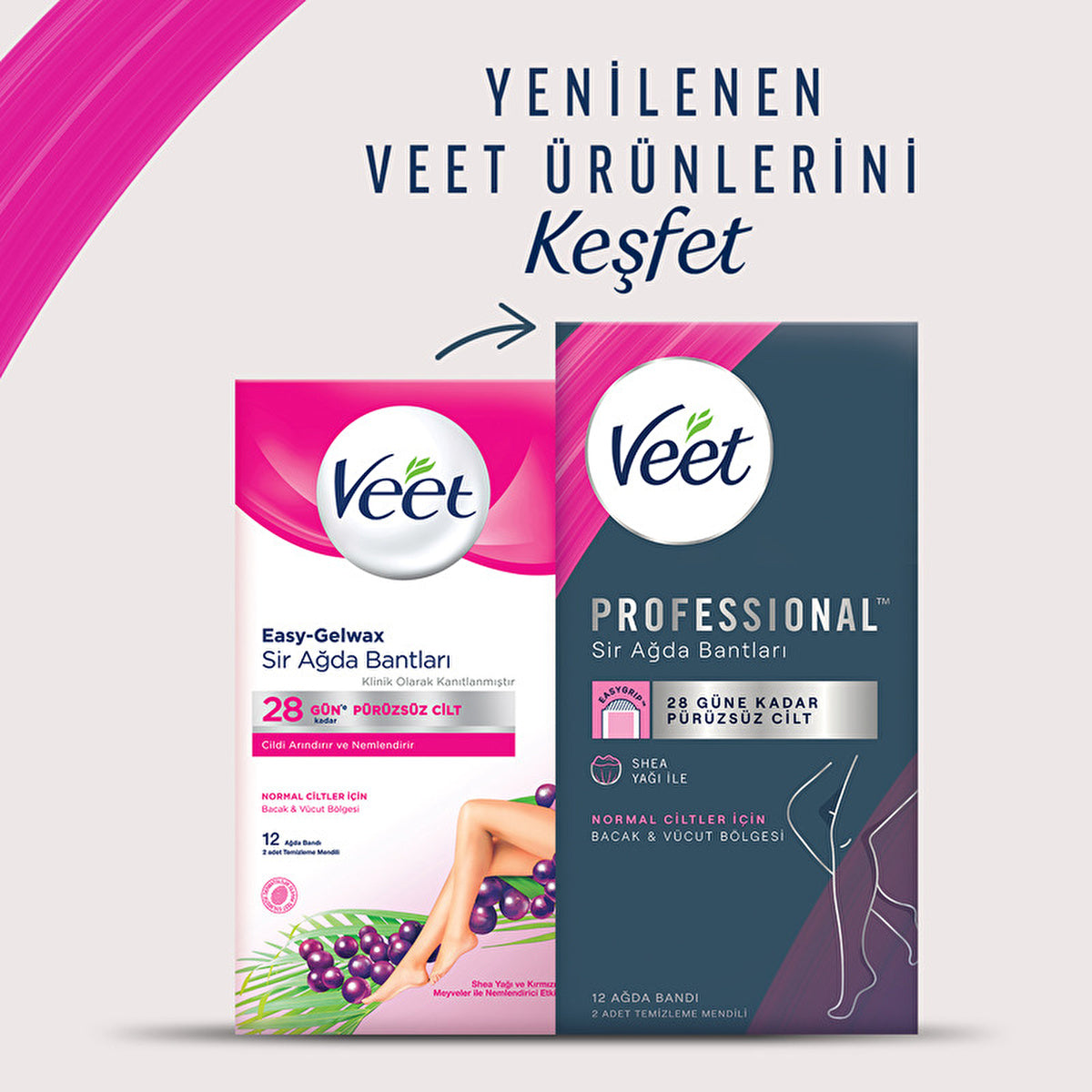 Veet Wax Strips for Normal Skin - 12 Count | Easy-Gelwax Formula - Image 