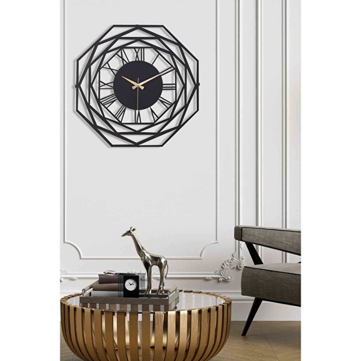 Muyika Metal Black Wall Clock 16" x 16" - Modern Design | Stylish Decor - Image #1