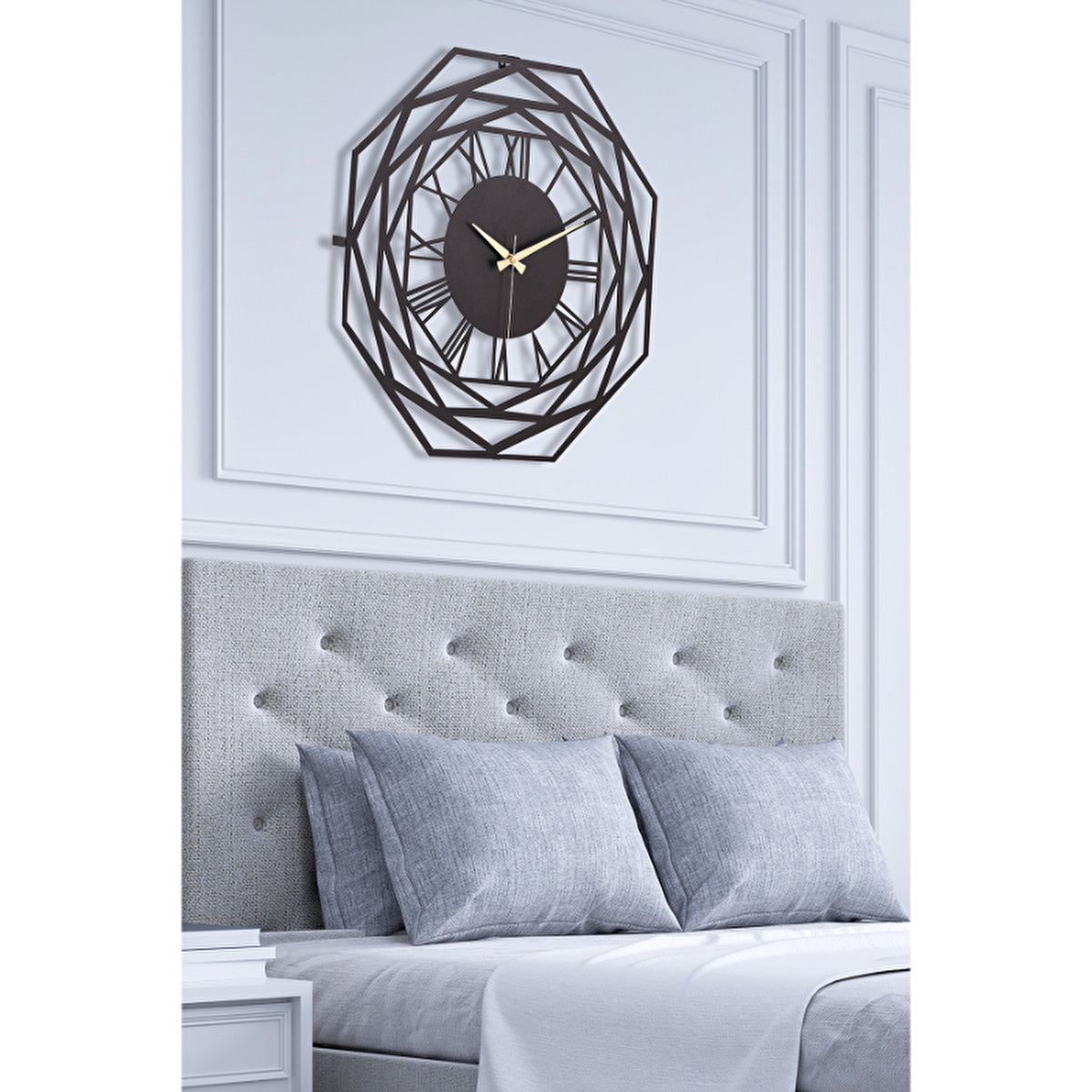 Muyika Metal Black Wall Clock 16" x 16" - Modern Design | Stylish Decor - Image #4