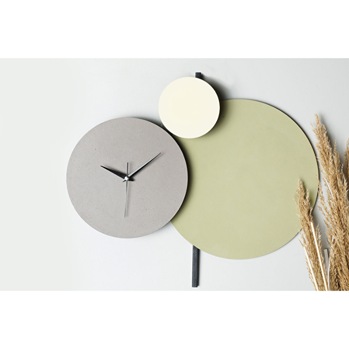 Muyika Handmade Metal Wall Clock 48x44 cm - Green, Gray, Cream | Unique Design - Image #3