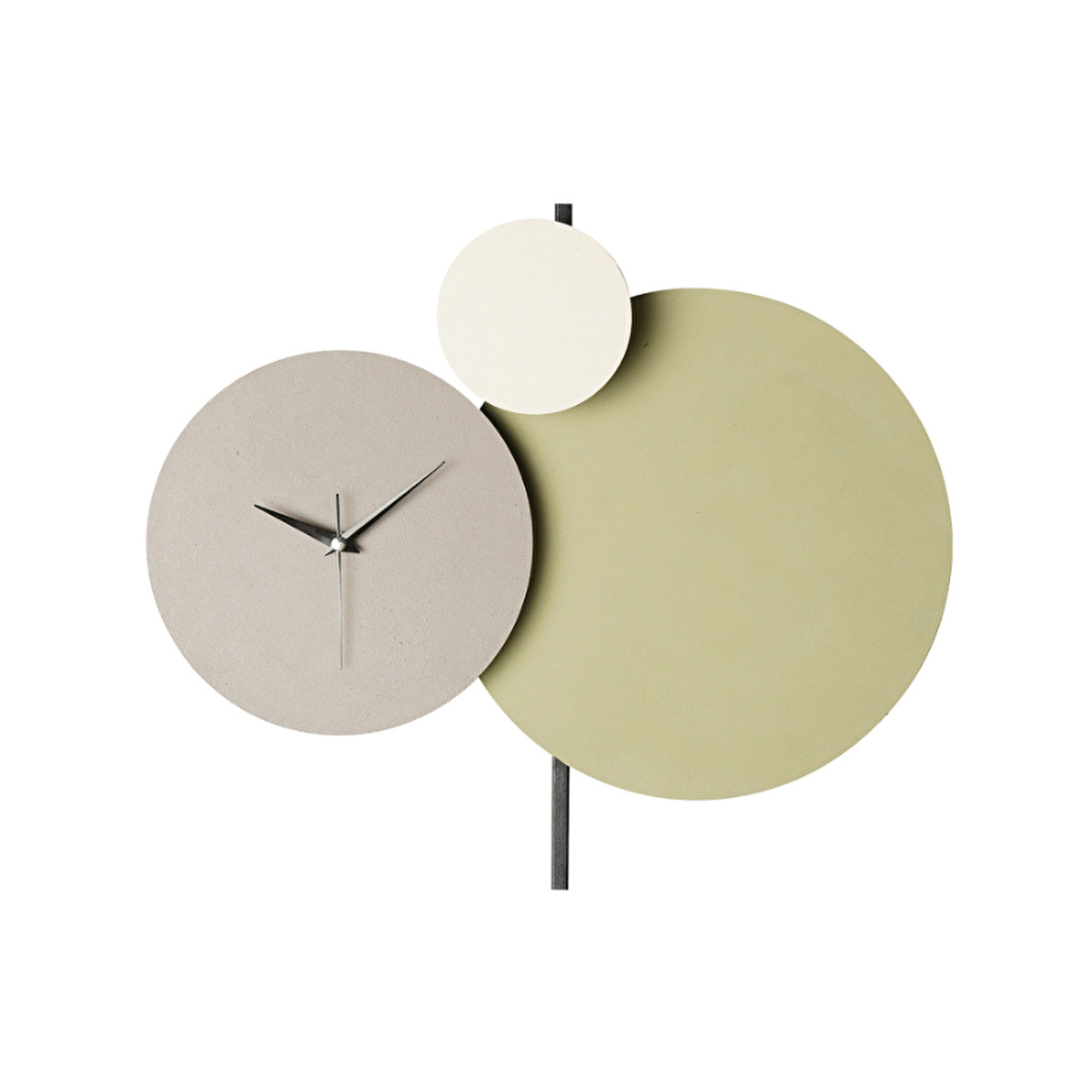 Muyika Handmade Metal Wall Clock 48x44 cm - Green, Gray, Cream | Unique Design - Image #1