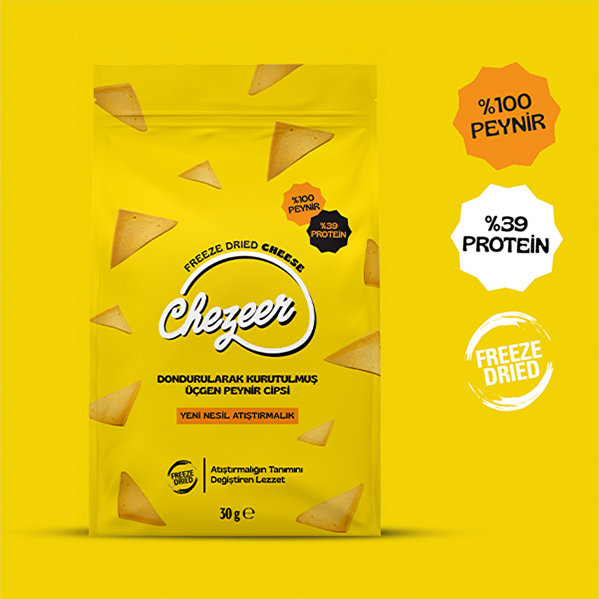 Chezeer Triangle Cheese Chips 30g - High Protein Snack | Chezeer