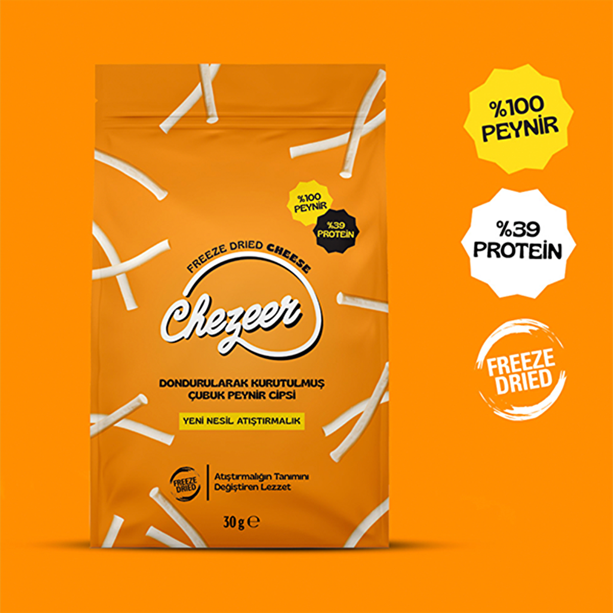 Chezeer Cheese Bar Snack 1.06 oz - High Protein | 100% Cheese