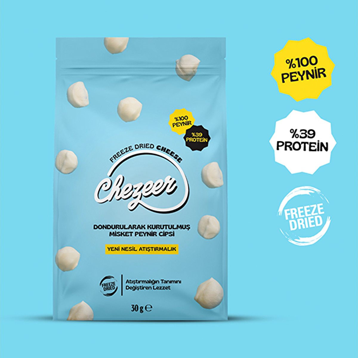 Chezeer High Protein Cheese Snack 30g - 100% Cheese | Dried Cheese