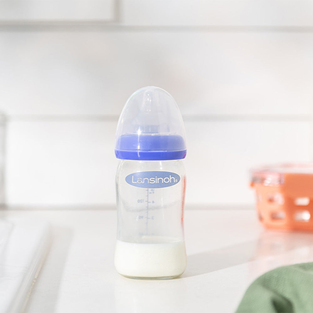 Lansinoh Glass Feeding Bottle 160ml + NaturalWave Bottle Teat Slow Flow - image 5