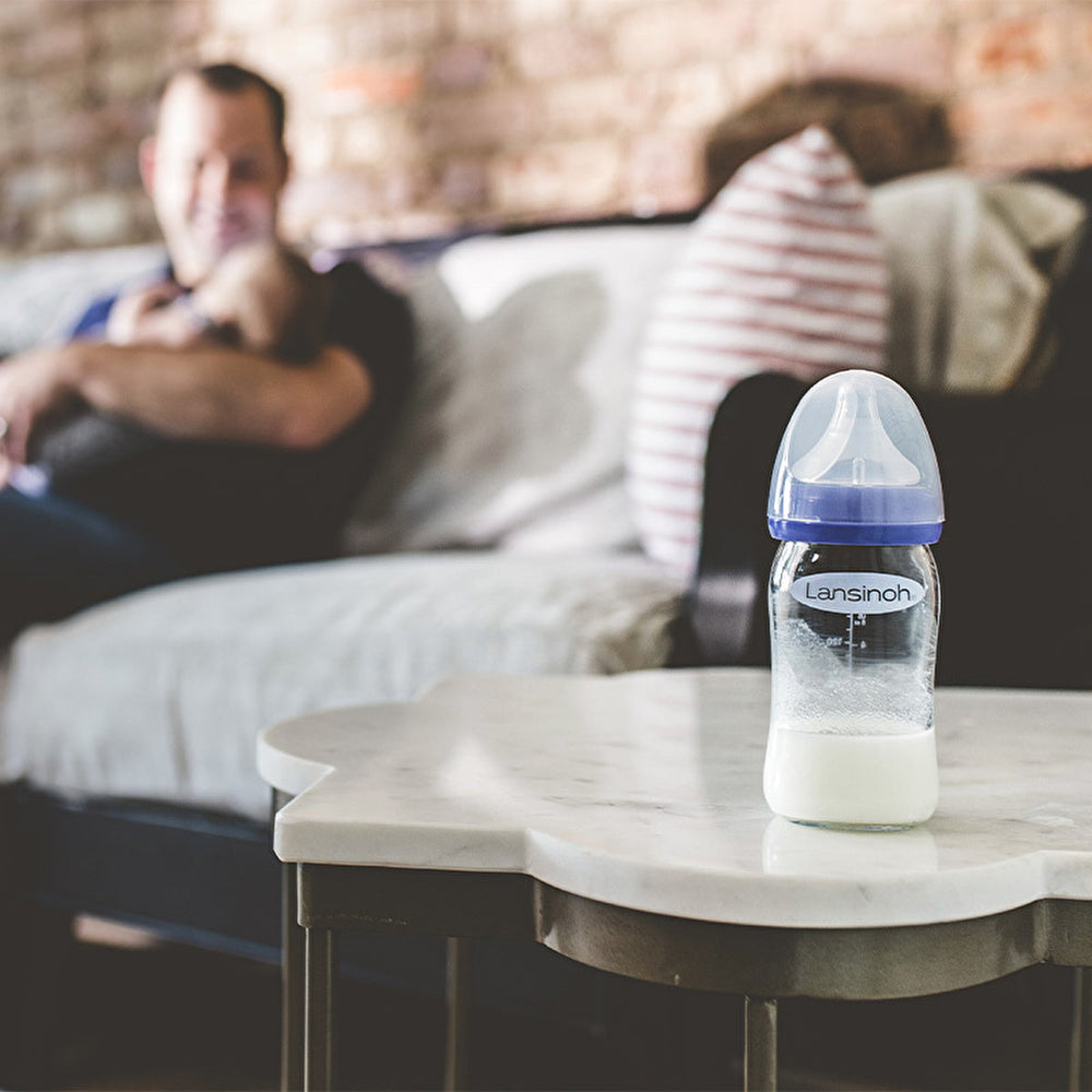 Lansinoh Glass Feeding Bottle 160ml + NaturalWave Bottle Teat Slow Flow - image 8
