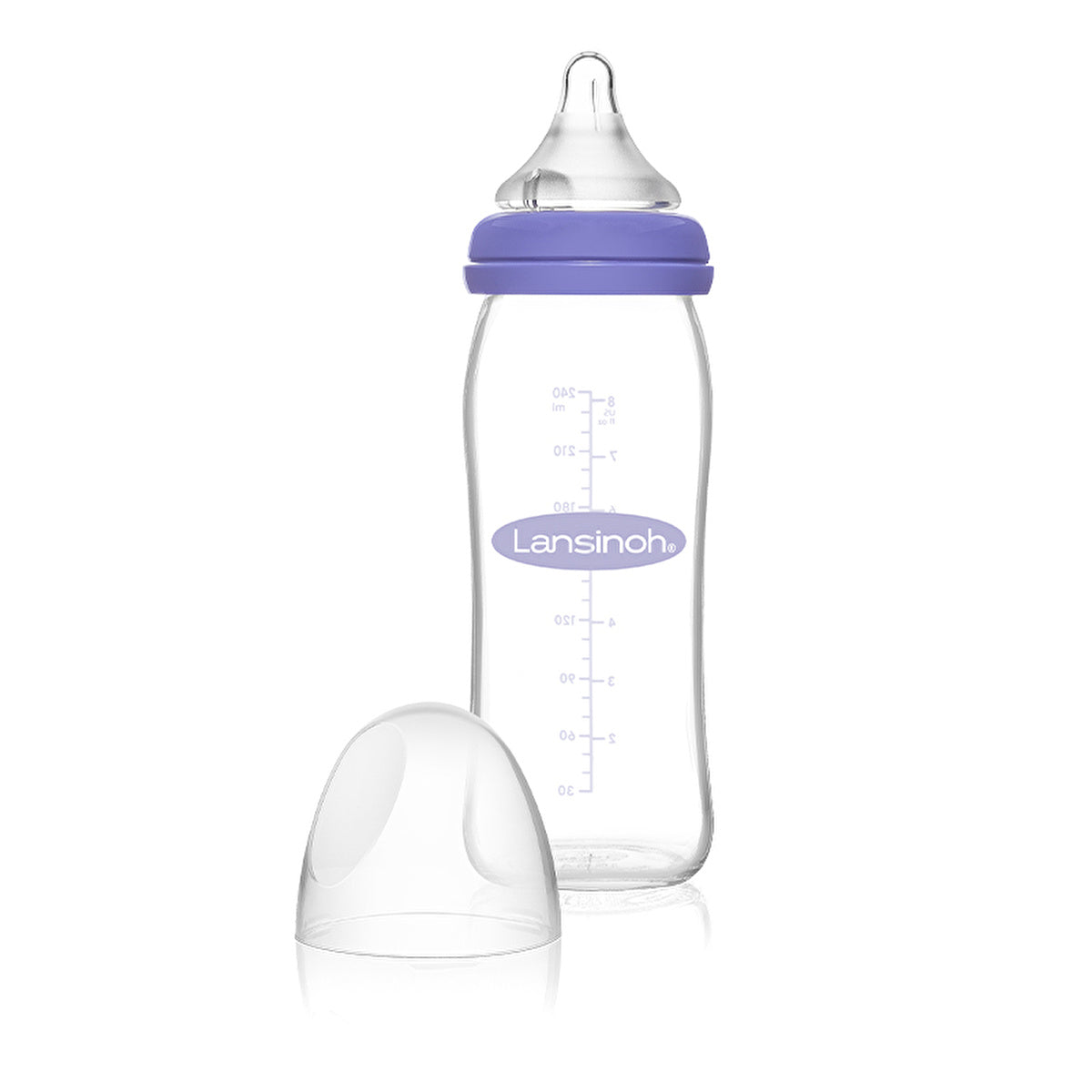 Lansinoh Glass Bottle &amp; NaturalWave Nipple 8oz - Anti-Colic | BPA Free