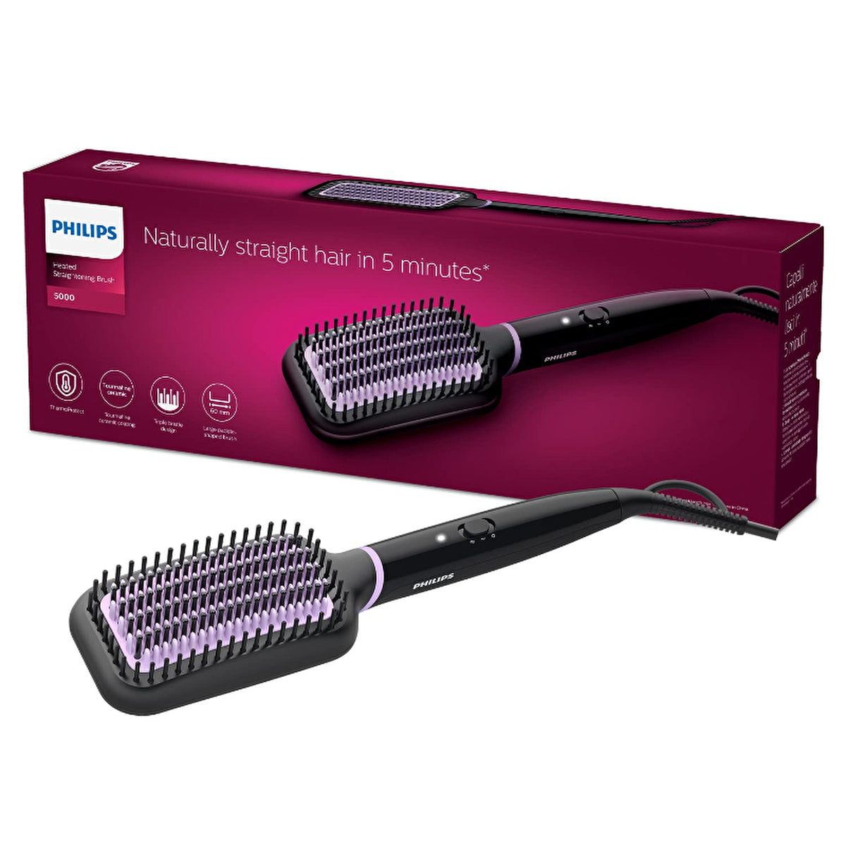 Philips StyleCare Essential Heated Straightening Brush BHH880/00 | 2 Heat Settings - Image #1