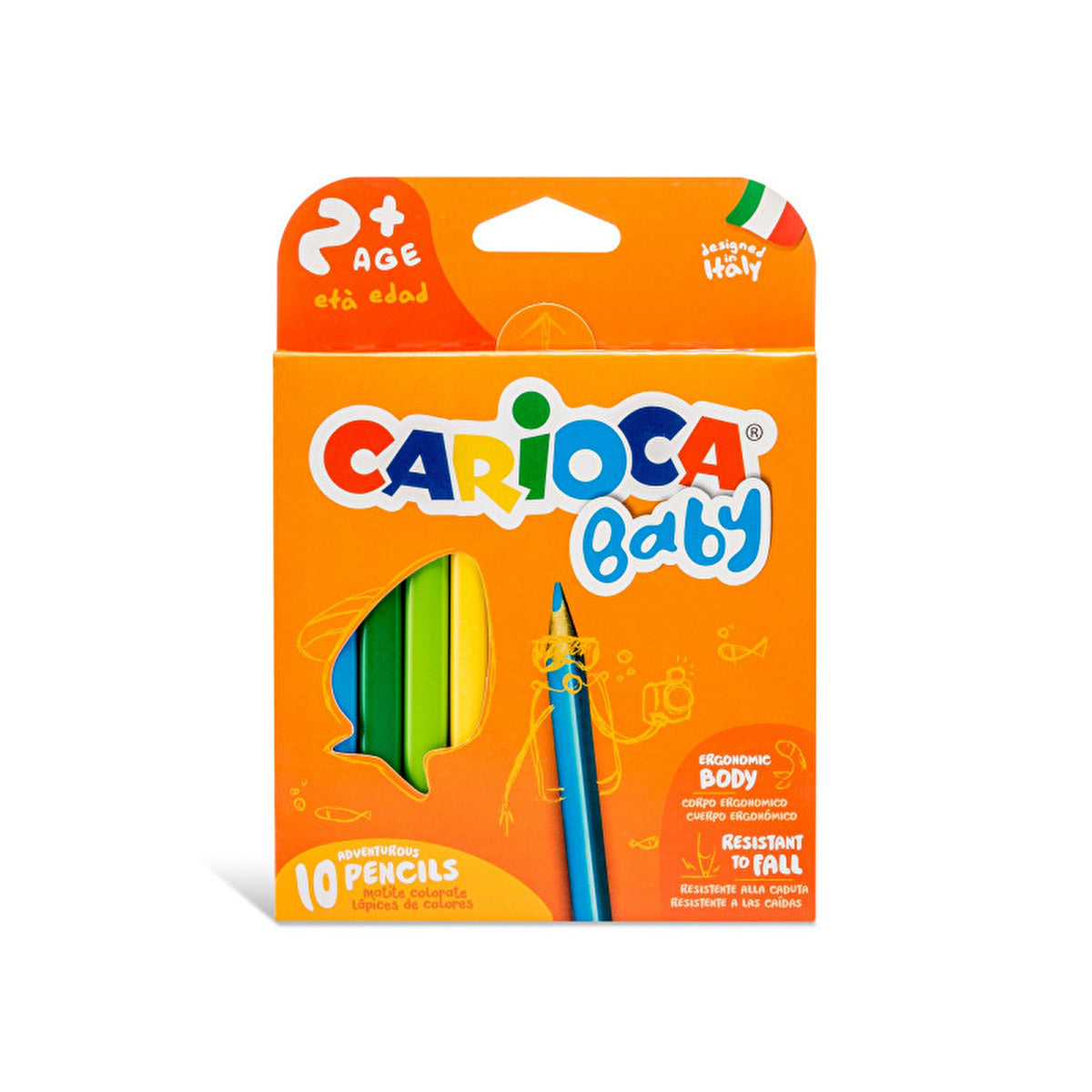 Carioca Jumbo Triangle Crayons Set 10 Count - Easy Grip | Kids 2+