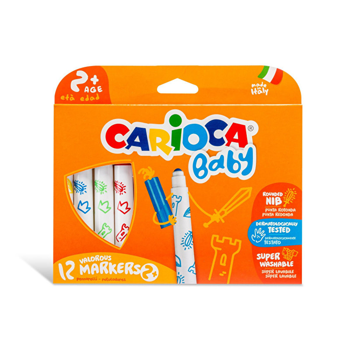 Carioca Jumbo Super Washable Markers 12-Pack - Non-Toxic | Kids 2+