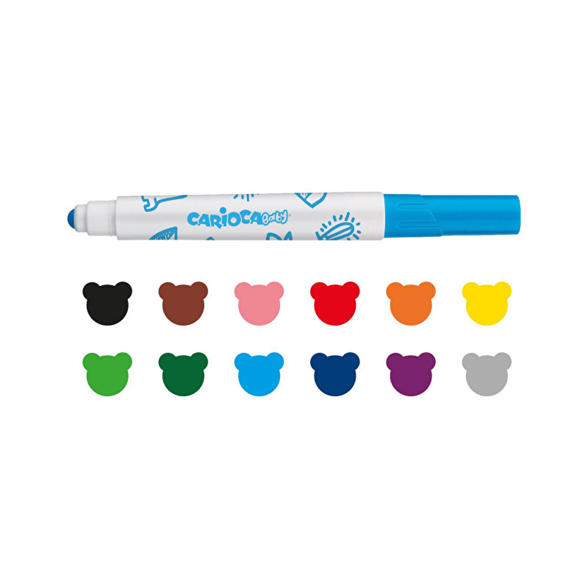 Carioca Jumbo Super Washable Markers 12-Pack - Non-Toxic | Kids 2+