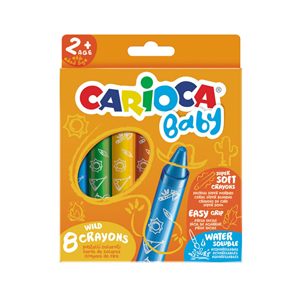 Carioca Baby Pastel Crayons Set - 8 Pack | Ages 2+