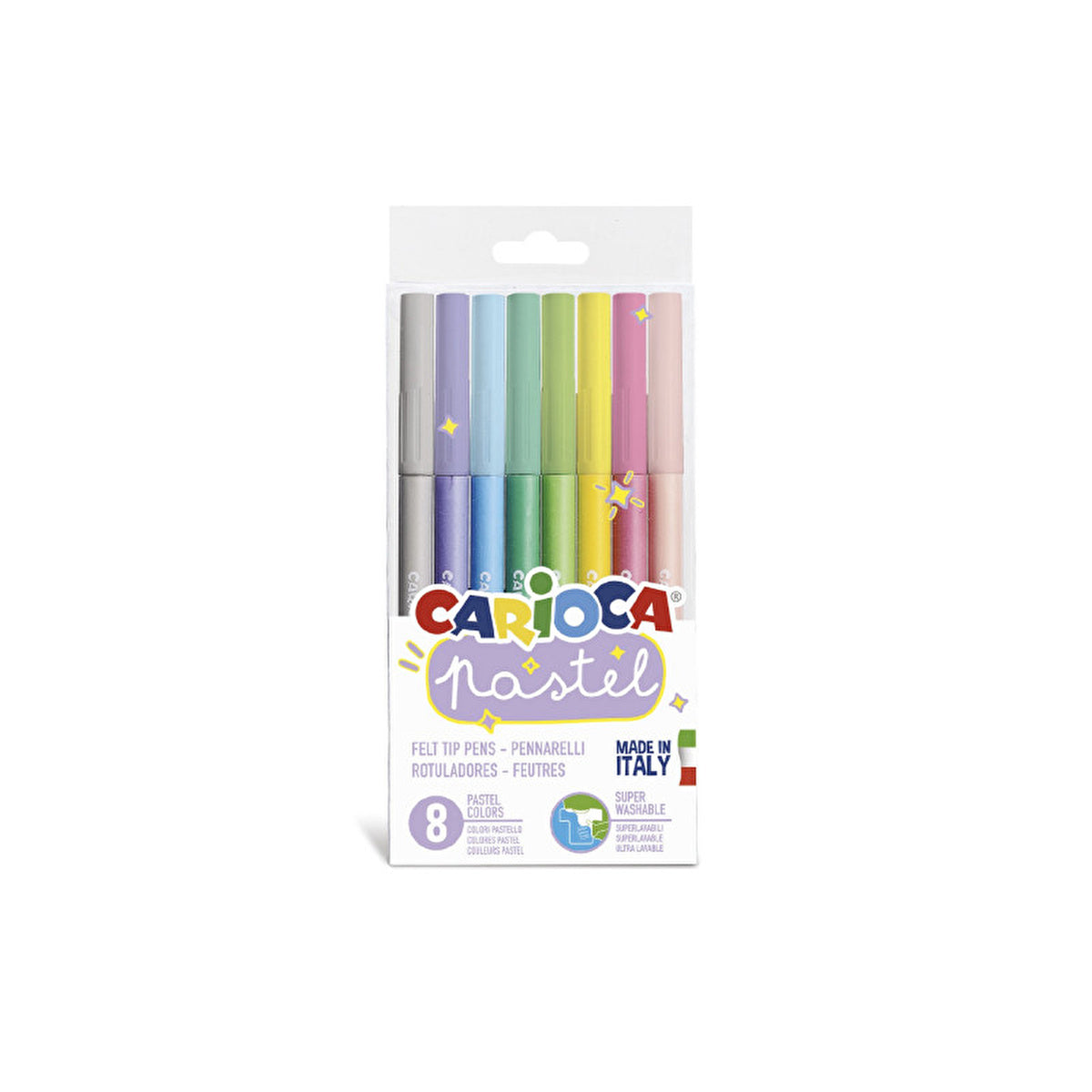 Washable Pastel Markers Set of 8 - Non-Toxic | Carioca