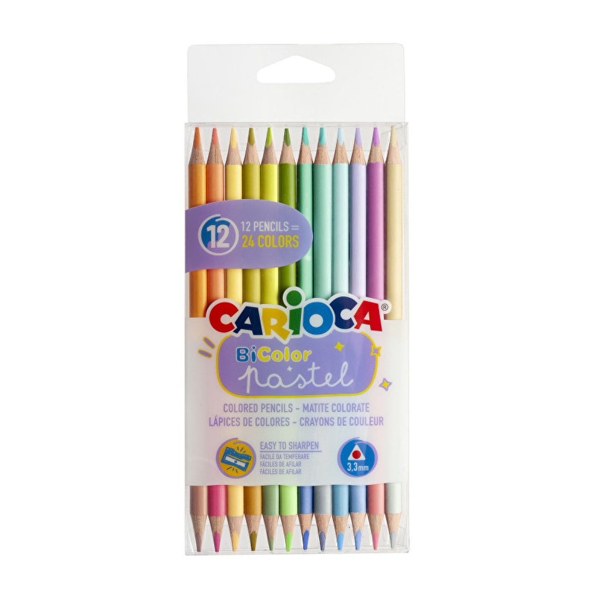 Carioca Pastel Colored Double-Sided Color Pencils Set - 24 Colors