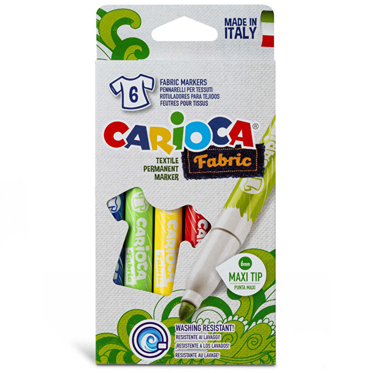 Fabric Markers Maxi 6 Pack - 6mm Tip | Carioca - Image #2