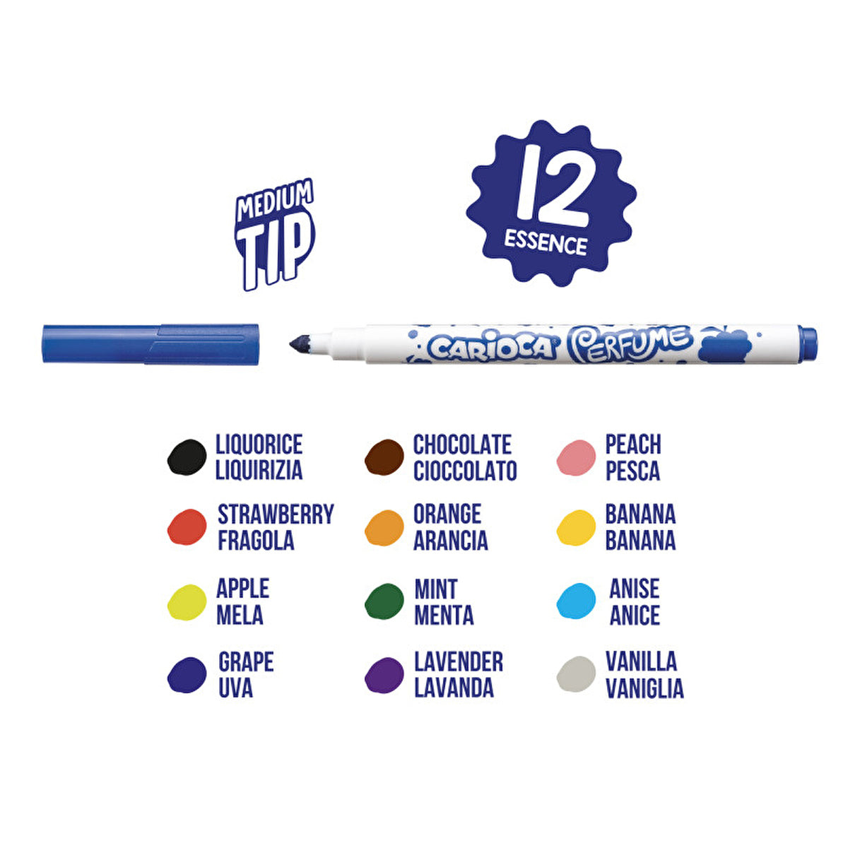 Carioca Scented Felt Tip Markers 12-Pack - Washable Ink