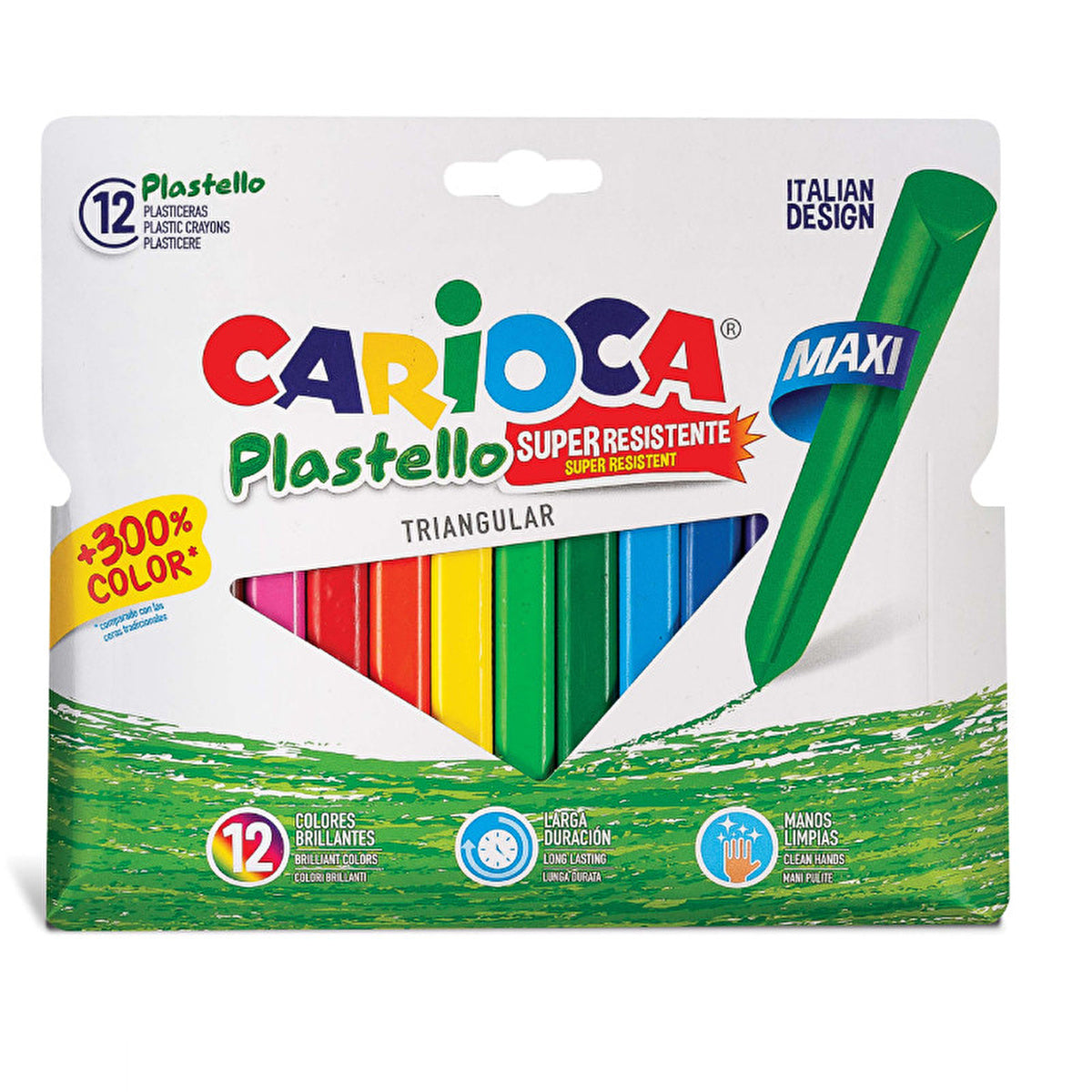 Carioca Jumbo Triangular Washable Crayons 12-Pack - No-Mess Colors | Non-Toxic - Image #1