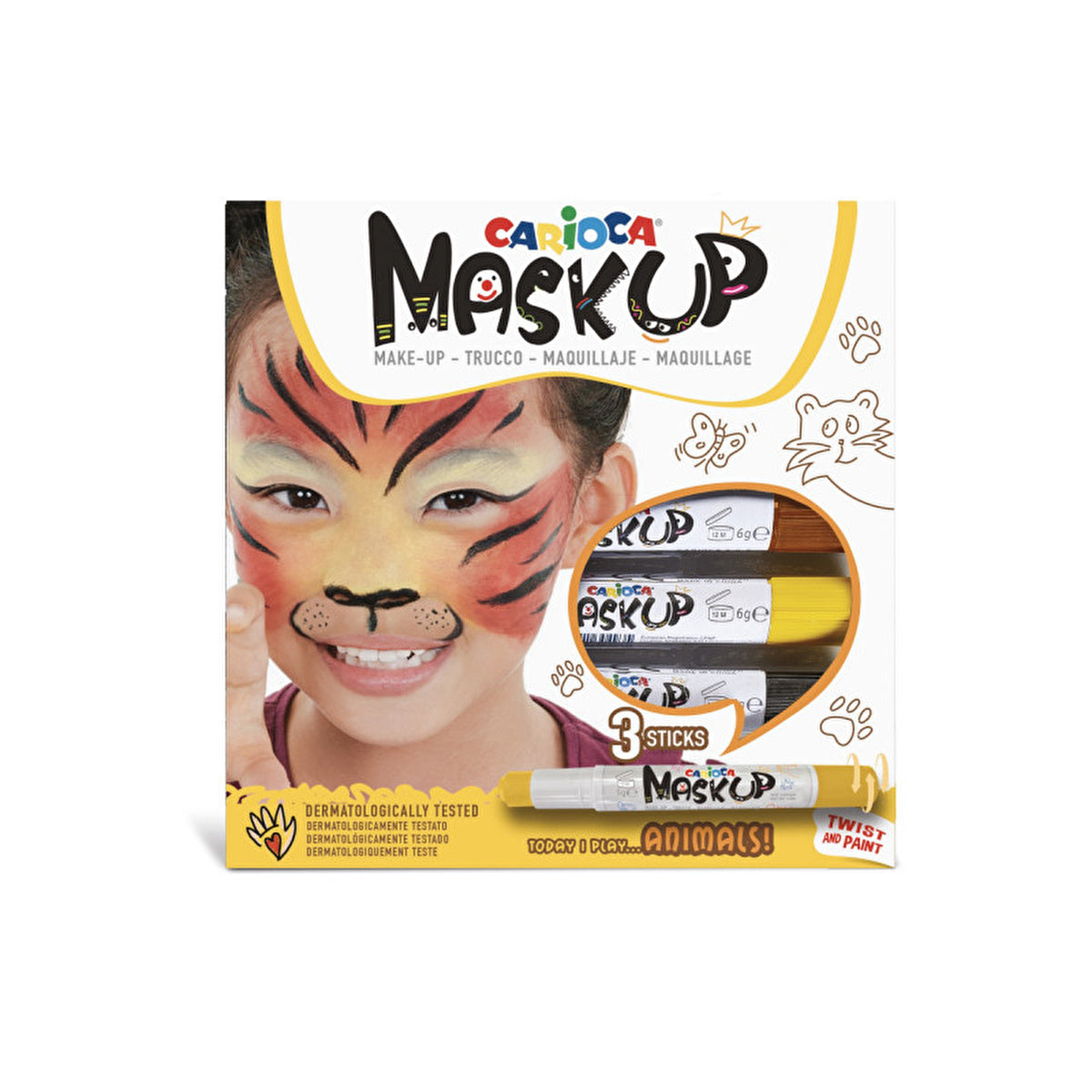 Carioca Face Paint 3 Colors - Easy Clean, Water-Based | 6 Gr