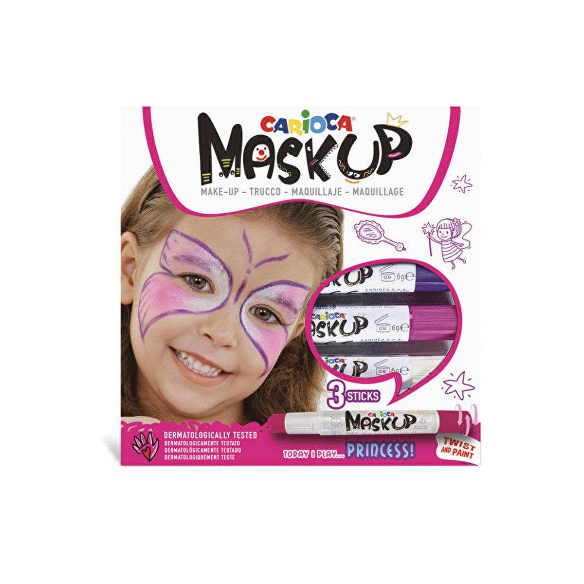 Carioca Face Paint Princess - 3 Colors | Easy Clean | 6g - Image #3