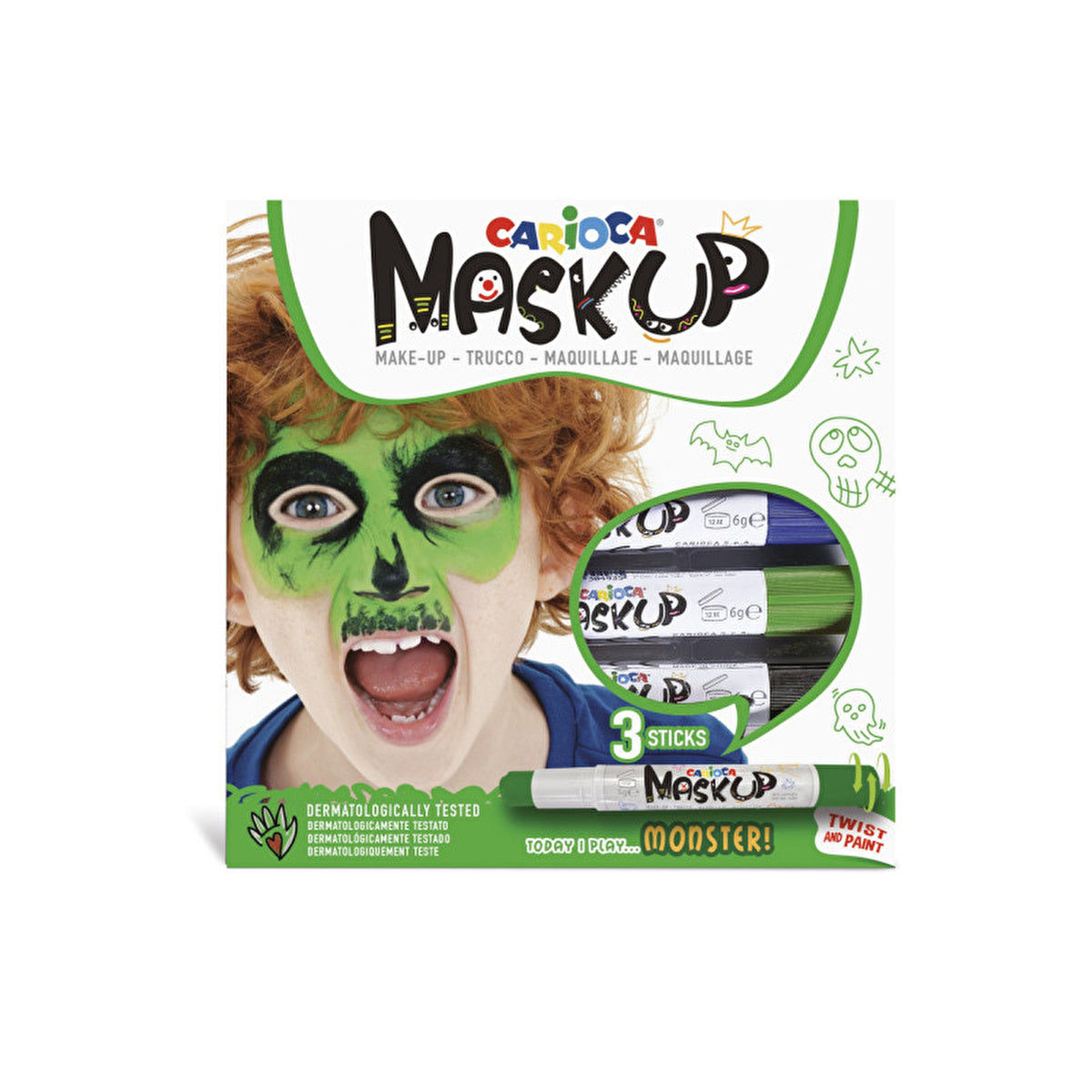 Carioca Face Paint Monster - 3 Colors | 6g Easy Clean - Image #2