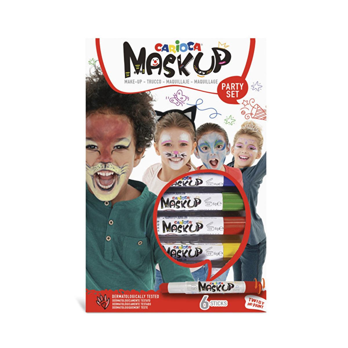 Carioca Face Paint 6 Colors - Easy Clean, Dermatologically Tested | 6g - Image #2