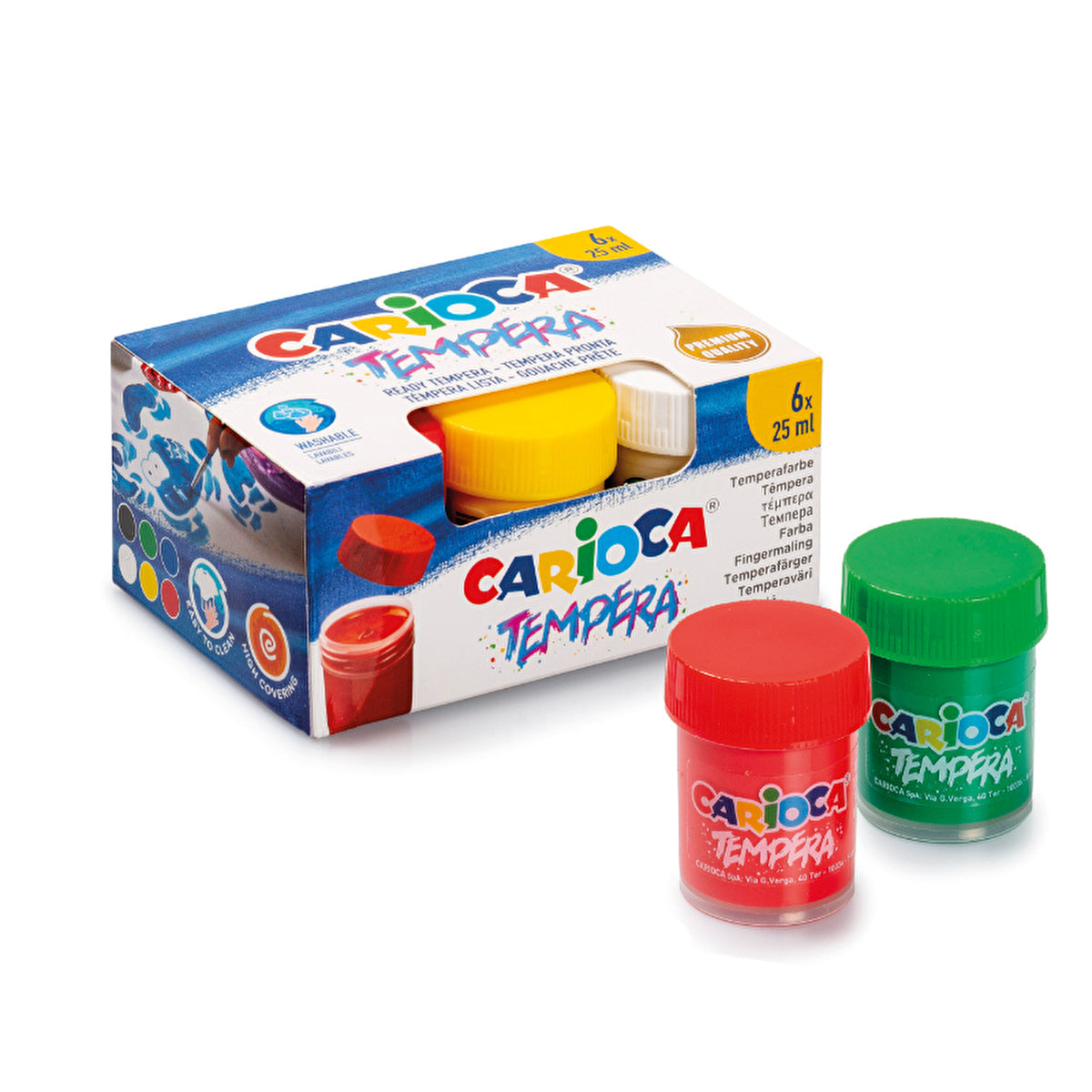 Carioca Washable Tempera Paint 6 Colors - 25ml Each | Art Supplies - Image #1