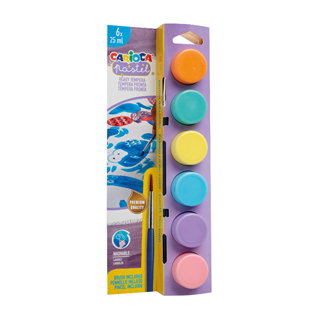 Carioca Watercolor Tempera Paint Set - 6 x 0.85 Oz Pastel Colors | Washable - Image #1