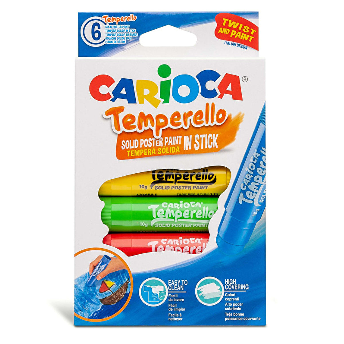 Carioca Temperello Stick Painting Pens 6-Pack - Vibrant Colors | Non-Toxic - Image #2