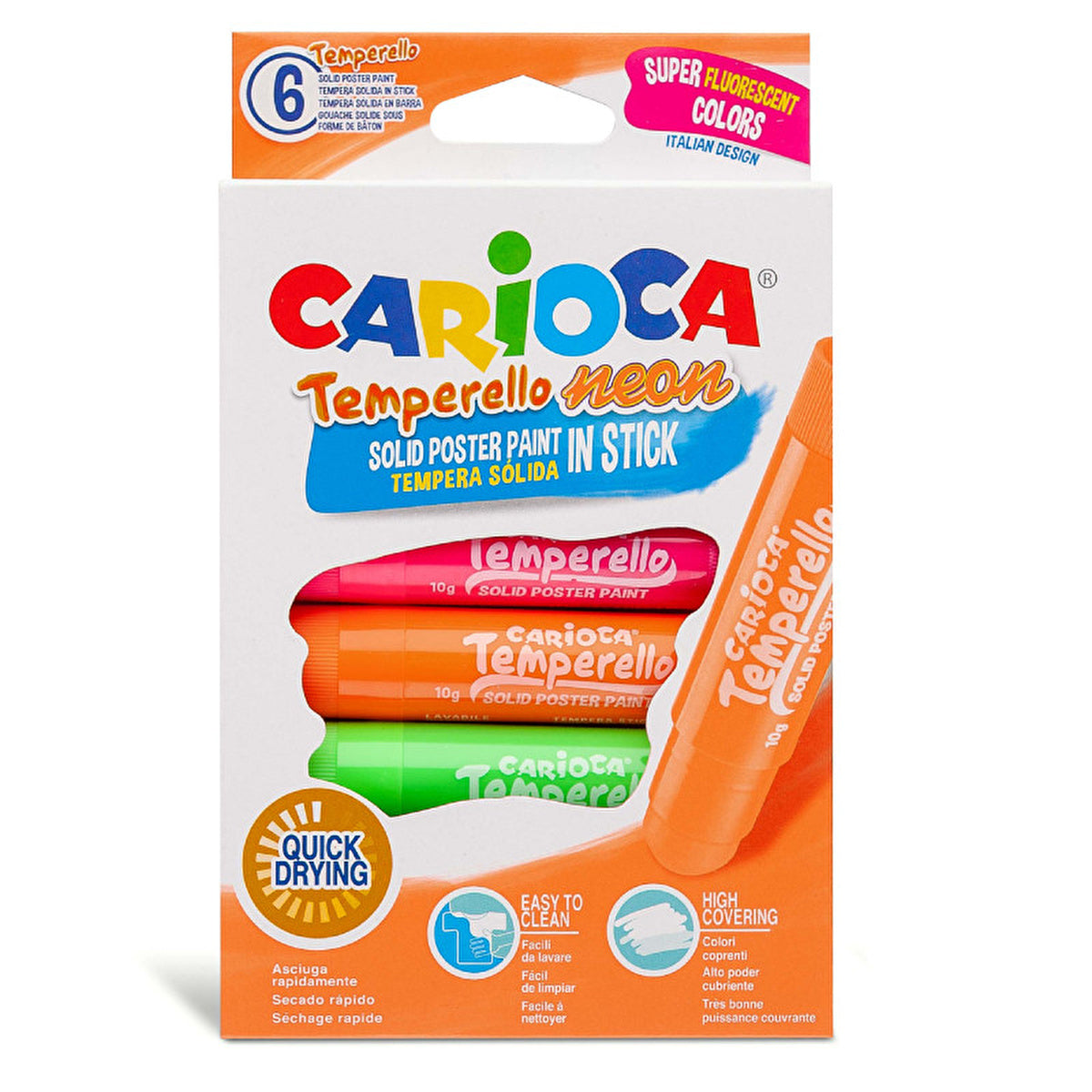 Carioca Temperello Stick Poster Painting Markers 6-Pack - Fluorescent Colors | Easy to Use - Image #1