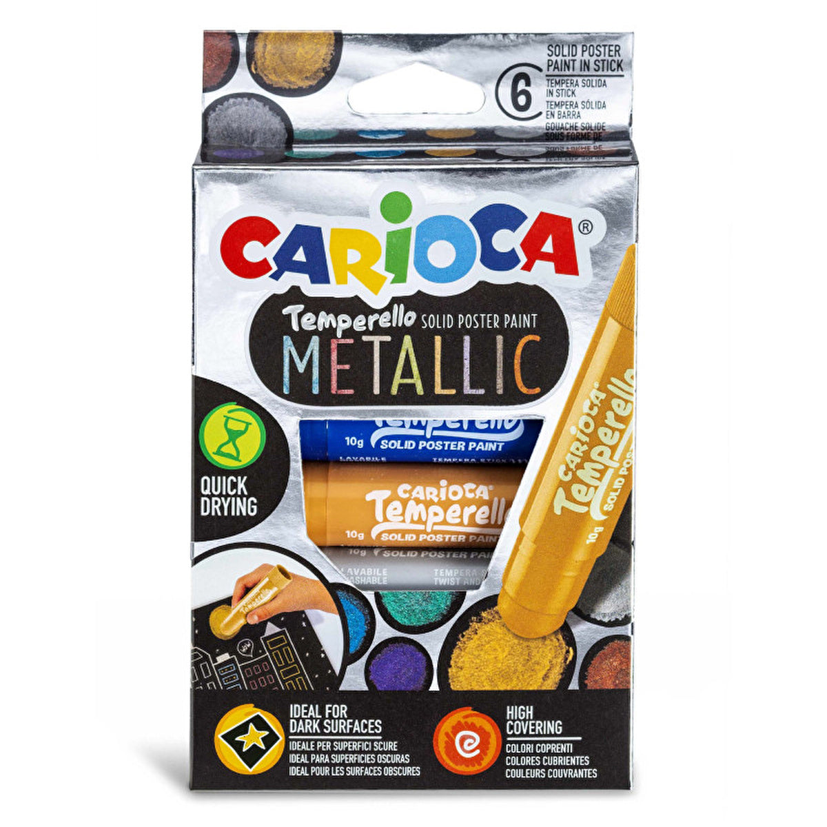 Carioca Temperello Stick Painting Markers 6-Pack - Metallic Colors - Image #1