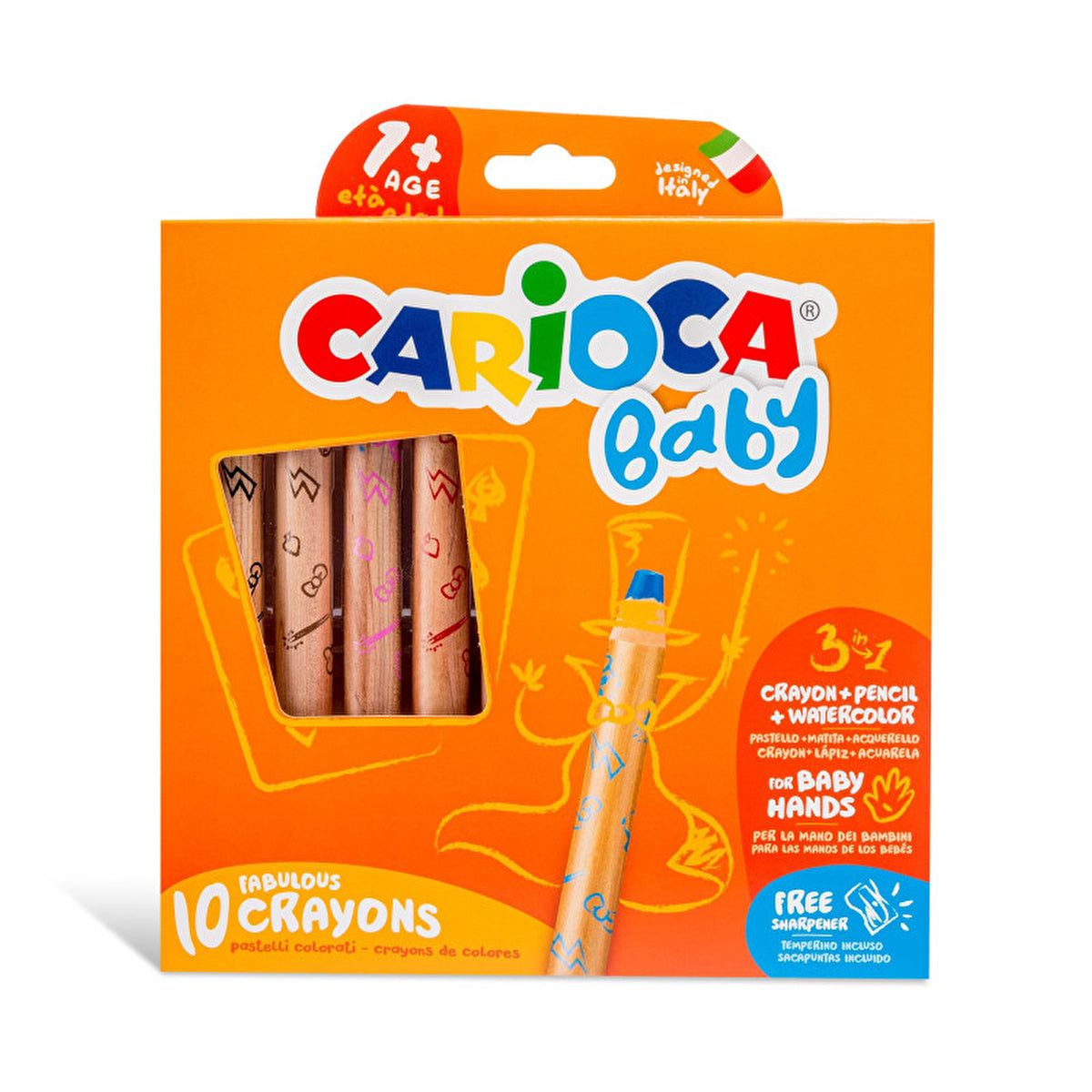 Carioca Jumbo Baby Wooden Body Color Pencils 10 Pack - 3 in 1