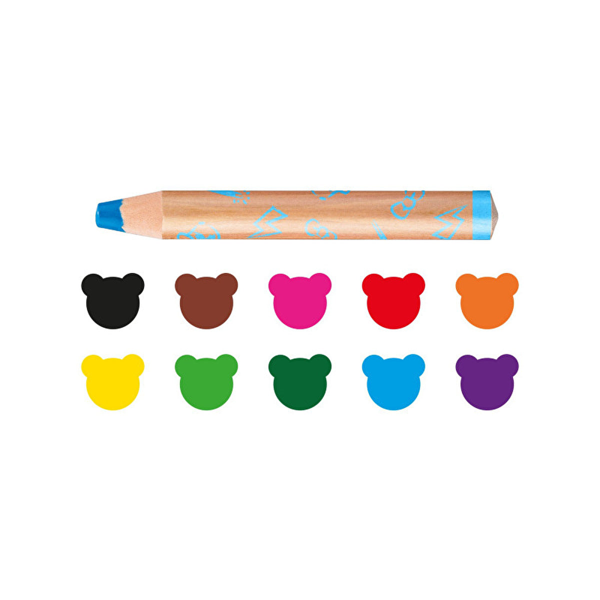 Carioca Jumbo Baby Wooden Body Color Pencils 10 Pack - 3 in 1