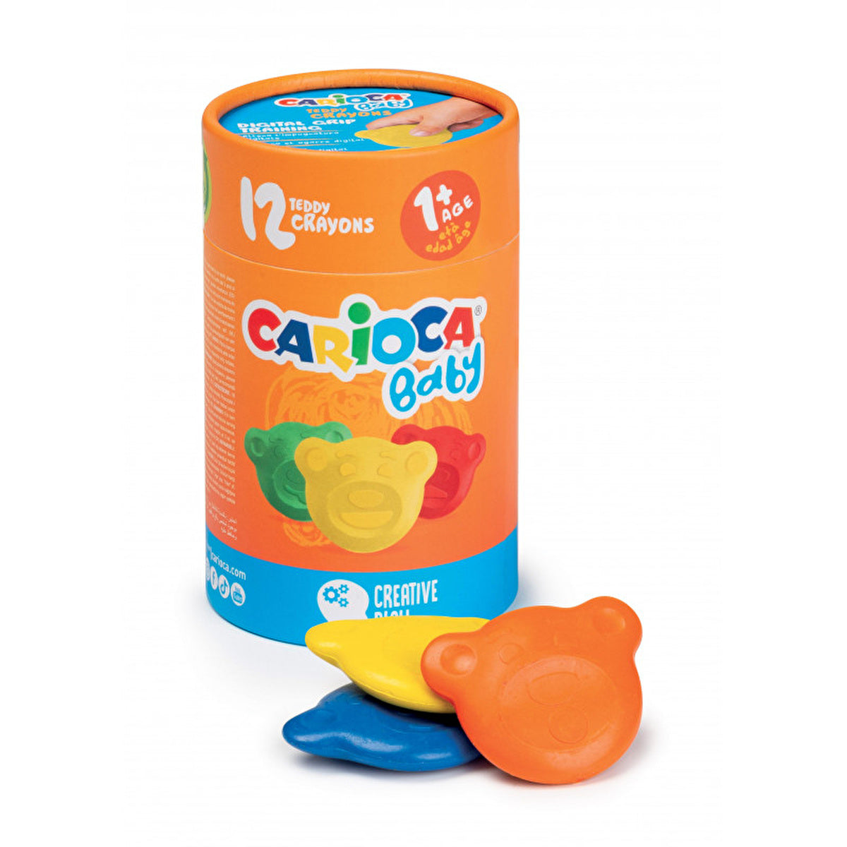 Carioca Teddy Baby Crayons 12-Pack - Non-Toxic | Ages 1+